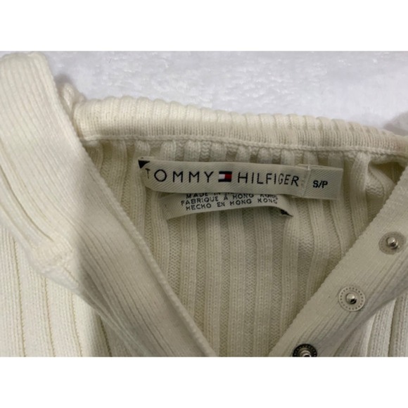 Tommy Hilfiger Womens Ribbed Long Sleeve Sweater Cream Navy Blue Size S - Picture 5 of 17